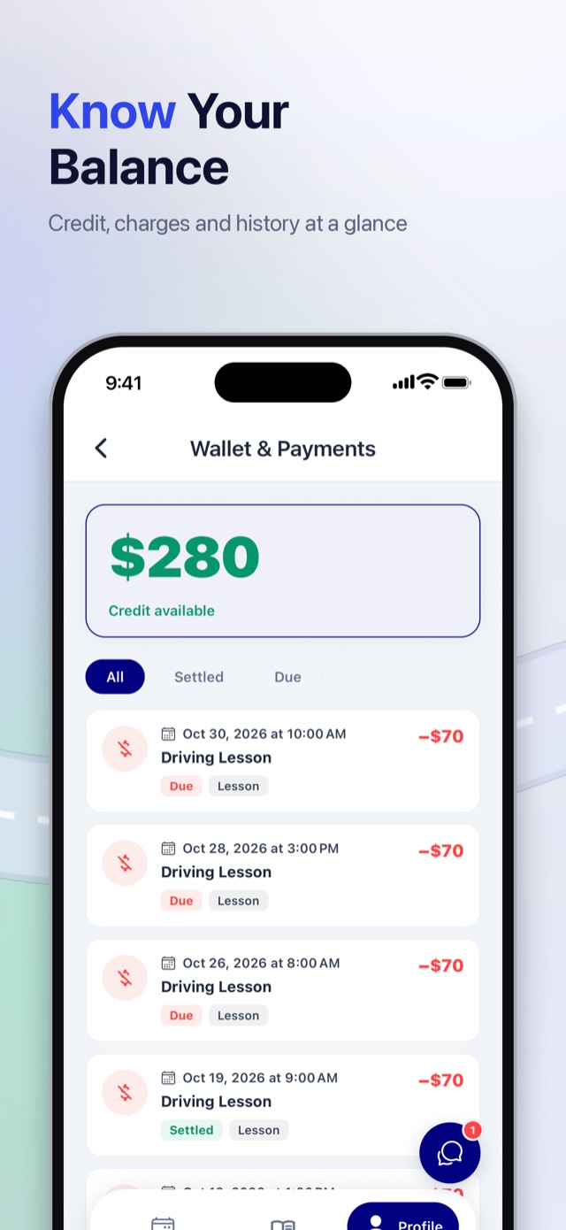Your balance, charges and payment history